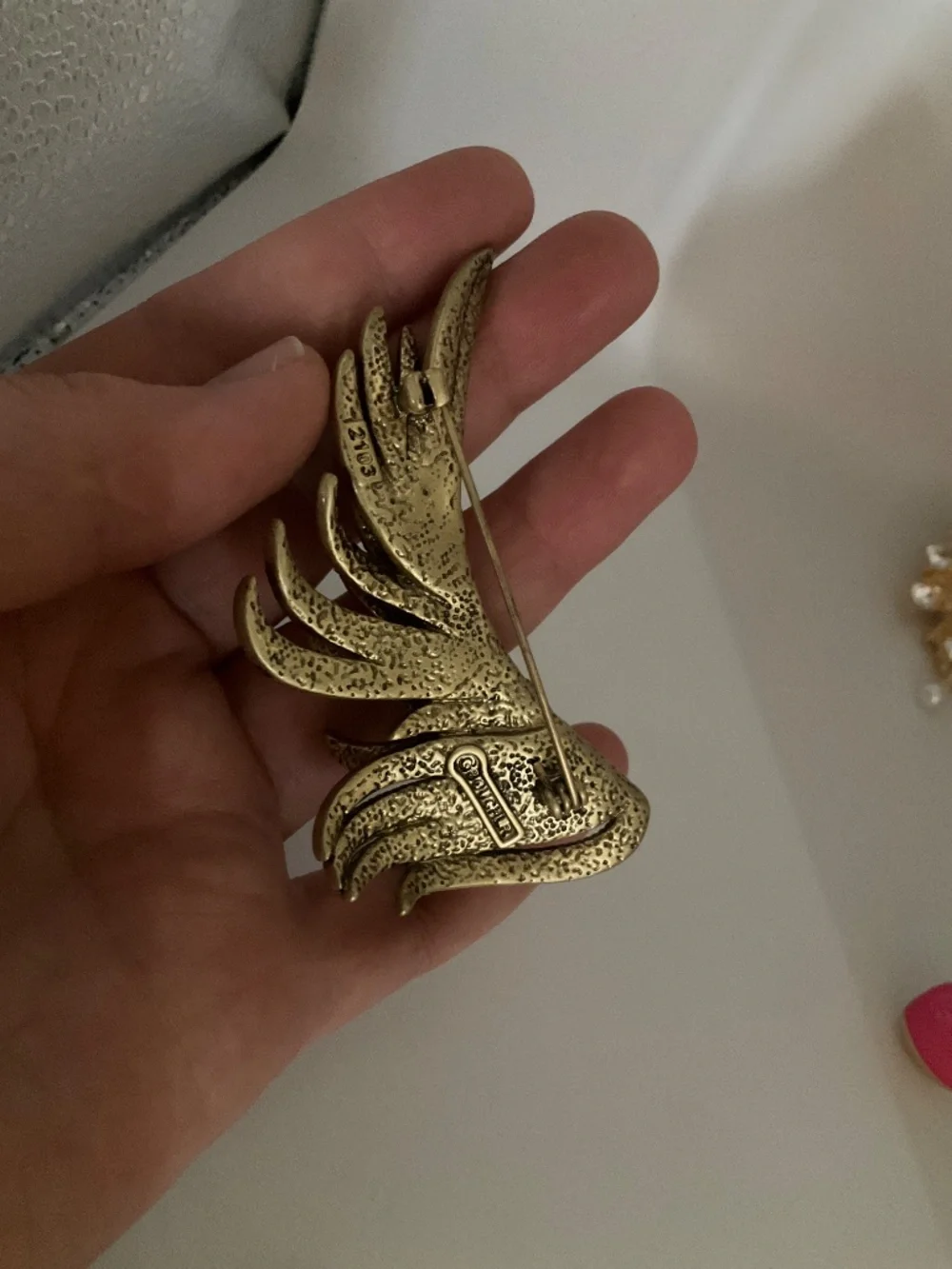 Vintage Boucher Gold Tone Leaf Brooch Designer Signed